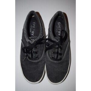 EUC SPERRY MENS CHARCOAL GRAY CANVAS SHOES SNEAKERS SIZE 7.5
